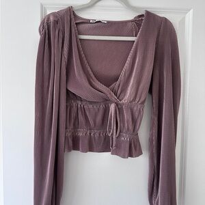Zara Champagne long sleeve top